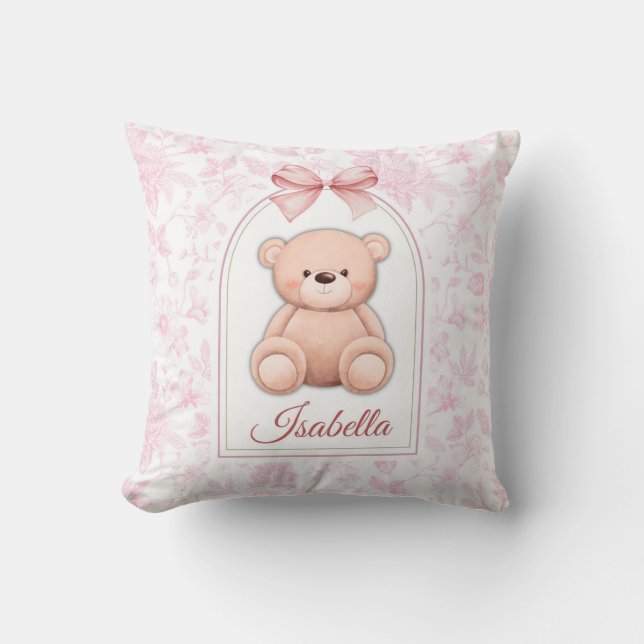 Almofada Isabella | Design de Enfermeiro de Urso Rosa Perso (Frente)