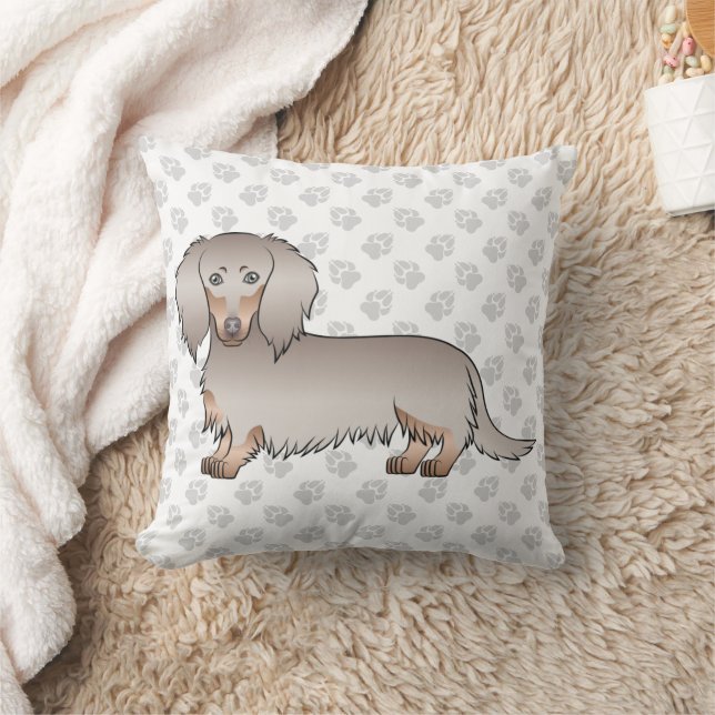 Almofada Isabella E Tan Long Hair Dachshund Dog & Paws (Cobertor)