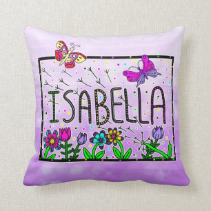 Almofada Isabella - O nome Isabella Whimsical Drawing