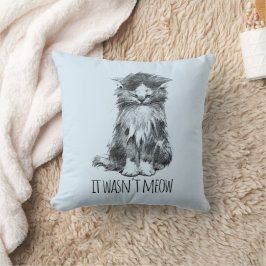 Almofada It Wasn't Meow Cute Fluffy Kitten Light Blue