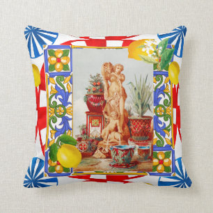 Almofada Italiano,Arte Siciliana,maióica,azulejos,arte bar