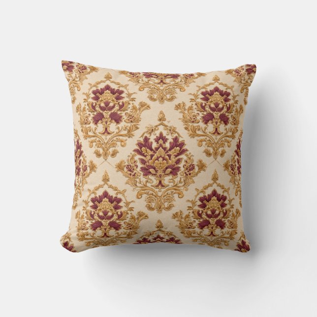 Almofada Ivory Gilded Floral Damask (Frente)