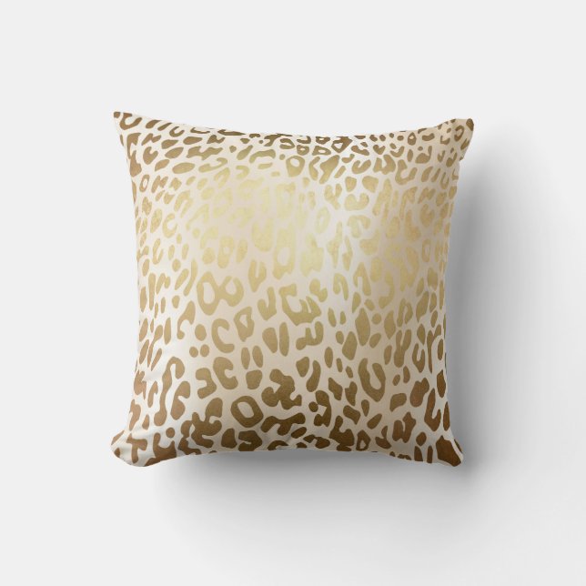 Almofada Ivory Glam Dourado Aço Metálico Leopardo Pele Anim (Frente)