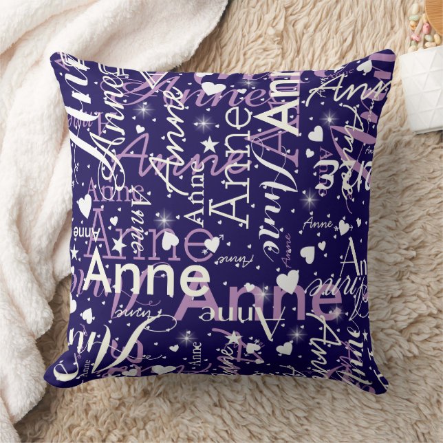 Almofada Ivory Names with Cute Hearts Magical Blue (Cobertor)