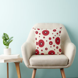 Almofada Ivory Red Dots Funky Whimsical Circle Pattern 