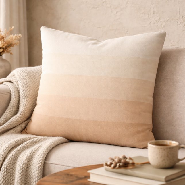 Almofada Ivory Sunrise Fade Throw Pillow (Ivory sunrise gradient in layered beige and cream for a soft modern space)