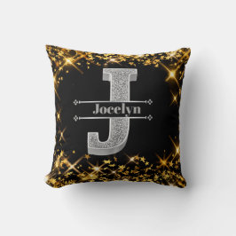 Almofada J Monograma Inicial do Prata Personalizado Seu Nom