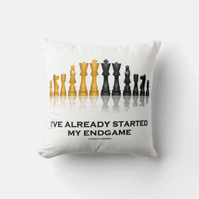 Almofada Já comecei o meu humor Geek de xadrez (Frente)