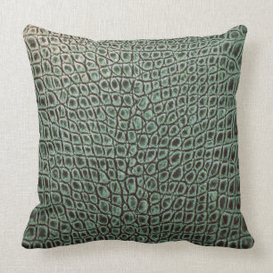 ALMOFADA JACARÉ FOREST GREEN DE COURO