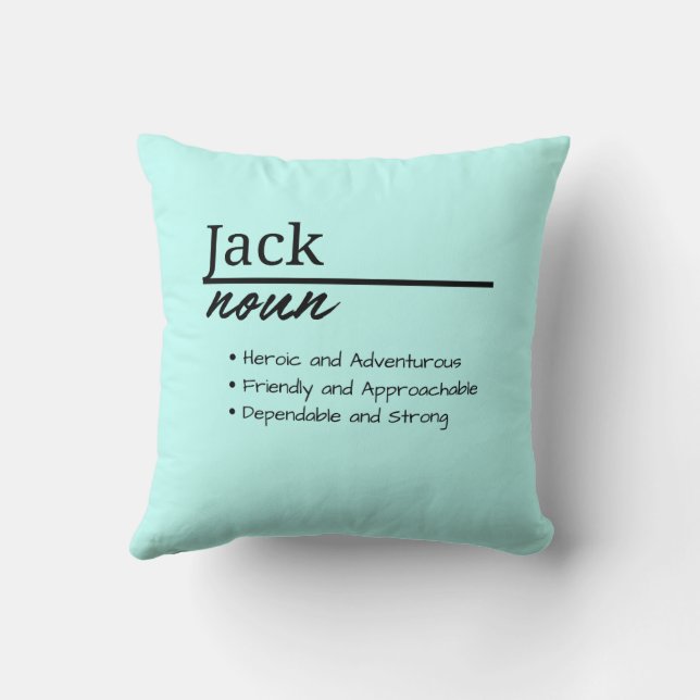 Almofada Jack, Menino Definição de Nome Personalizado (Verso)