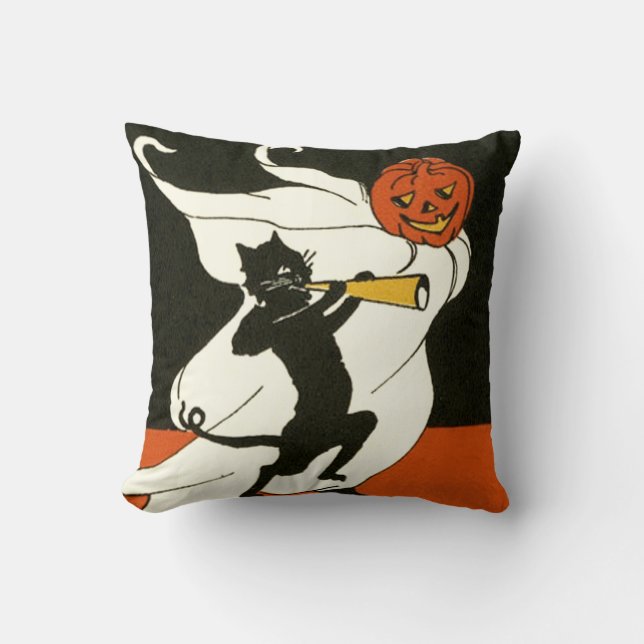 Almofada Jack O' Lanterna Black Cat Horn (Frente)