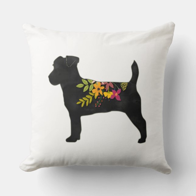 Almofada Jack Russell Dog Breed Boho Floral Silhouette (Frente)