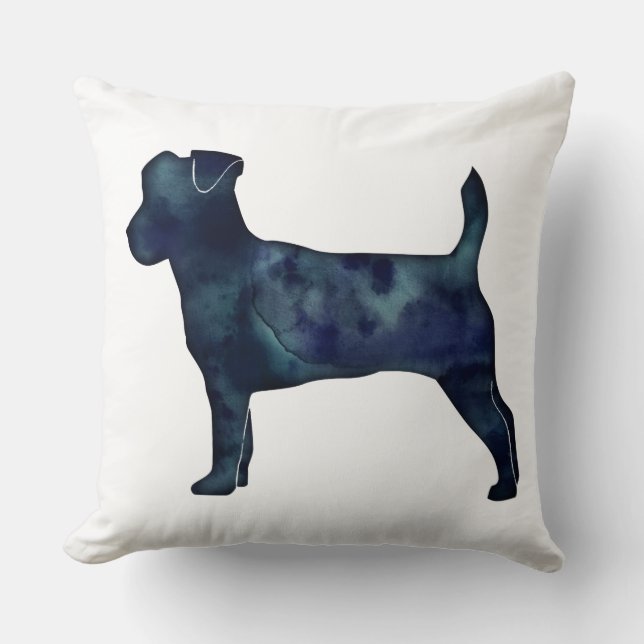Almofada Jack Russell Terrier Black Watercolor Silhouette (Frente)