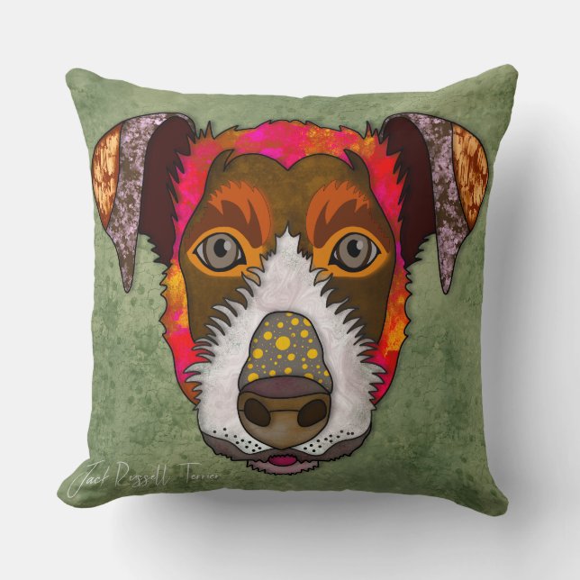 Almofada Jack Russell Terrier Travesseiro decorativo pintad (Frente)