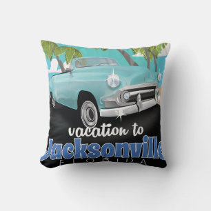 Almofada Jacksonville, Flórida, poster viagens vintage dos