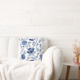 Almofada Jacobean Floral 2Way Pattern Blues em Branco