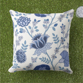 Almofada Jacobean Floral Lg Pattern Blue em Branco