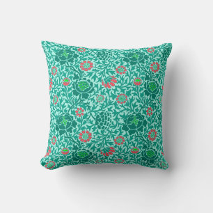 Almofada Jacobean Floral, Turquesa, Aqua e Coral