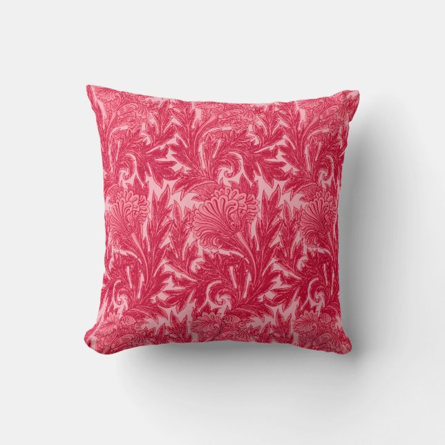 Almofada Jacobean Flower Damask, Fuchsia e Rosas claro (Frente)