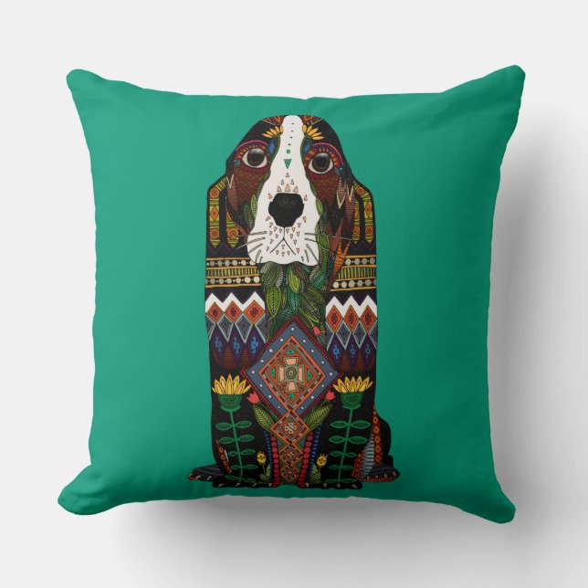 Almofada Jade de amor de Basset Hound (Frente)