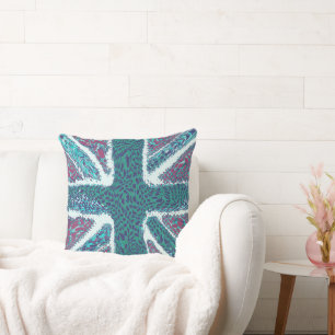 Almofada Jade Purple Union Jack Liquid Art, Animal Selvagem