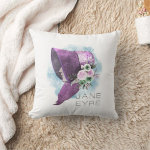 Almofada Jane Eyre Bonnet Flores Roxo e Azul