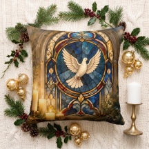 Janela de Natal com Pombo de Vidro Colorido