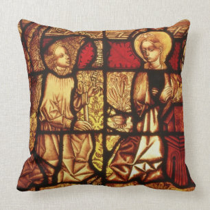 Almofada Janela de vitral que descreve o aviso, G