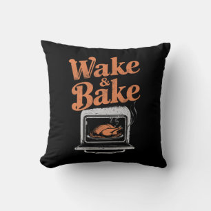 Almofada Jantar de Peru Wake Bake Engraçado no Dia de Ação