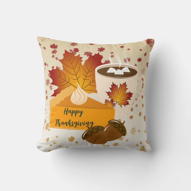 Almofada Janto de Ação de Graças Cuisine Pumpkin Pie Hot Ch (Frente)