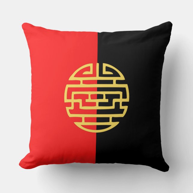 Almofada Japanês tradicional preto decorativo (Frente)