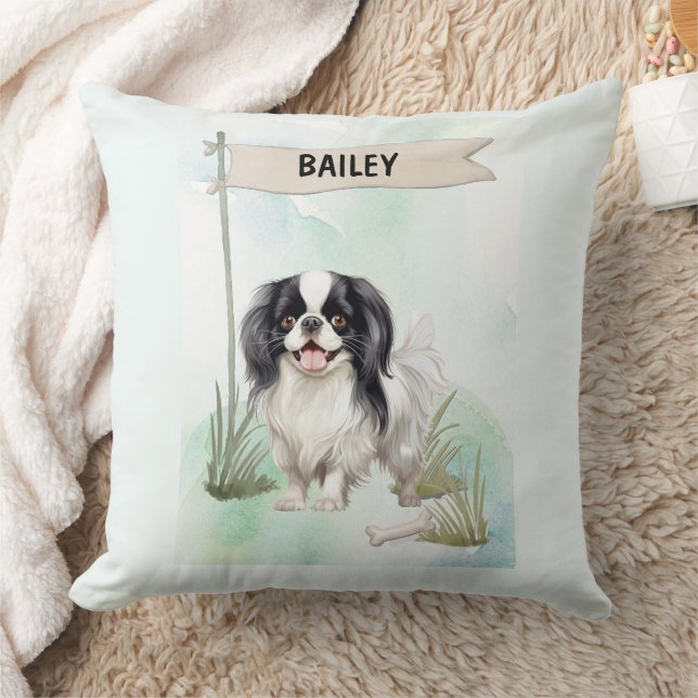 Almofada Japanese Chin Watercolor Personalized Dog (Cobertor)