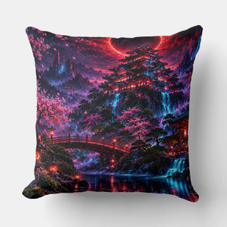 Almofada Japanese Cyberpunk Castle Poster