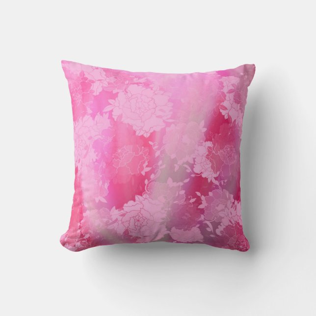 Almofada Japanese flowers pink patterns (Frente)