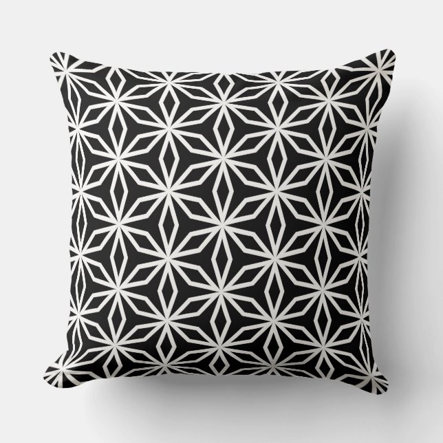 Almofada Japanese-Inspired Geometric Black and White  (Frente)
