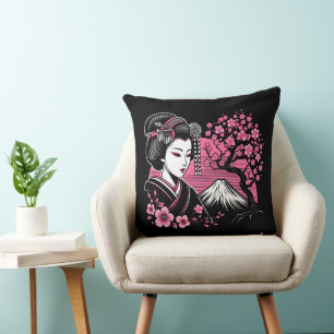 Almofada Japonês Geisha Monte Fuji Japonês Cherry Blossom
