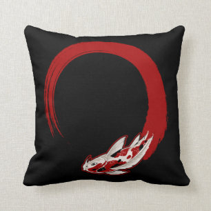 Almofada Japonês Koi Fish Enso Circle Zen Buddhism