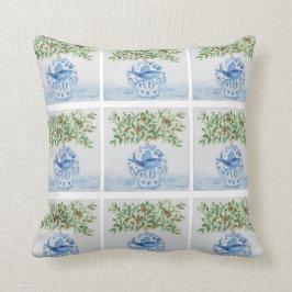 Almofada Jar Azulejo italiano de gengibre azul e branco