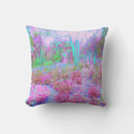 Almofada Jardim Abstrato de Rosa Impressionista e Turquesa