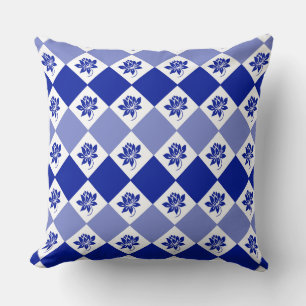 Almofada Jardim Azul Travesseiro decorativo de padrão de