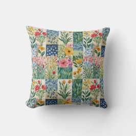 Almofada Jardim Botânico Floral de Patchwork Flores Bonitas