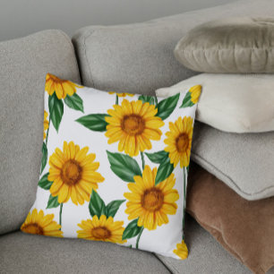 Almofada Jardim Brilhante de Girassóis - Decoração Floral F