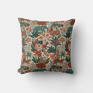 Almofada Jardim Colonial Indiano Elefantes Tigres Vintage