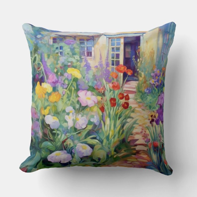 Almofada Jardim de Algodão Aquoso Preenchido com Flores (Frente)