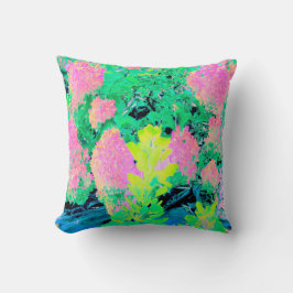 Almofada Jardim de Hydrangea rosa com folhagem amarela