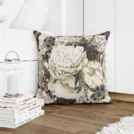 Almofada Jardim de inverno, branco e cinza botânico