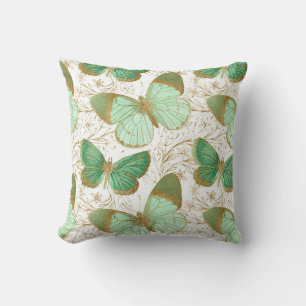 Almofada Jardim Floral Borboleta Verde Estética Menta