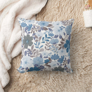 Almofada Jardim Floral do Céu Azul e Cinza Dusty