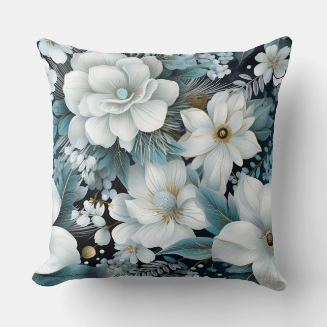 Almofada Jardim Glacial Botânico de inverno (Frente)