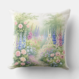 Almofada Jardim Inglês Country Caminho Aquarela Floral